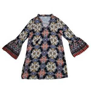 Ariat Alton (Women's Small) Bell Sleeve Boho Dress Harvest Moon Aztec Print Mini